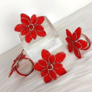 Beaded Poinsettia Napkin Rings